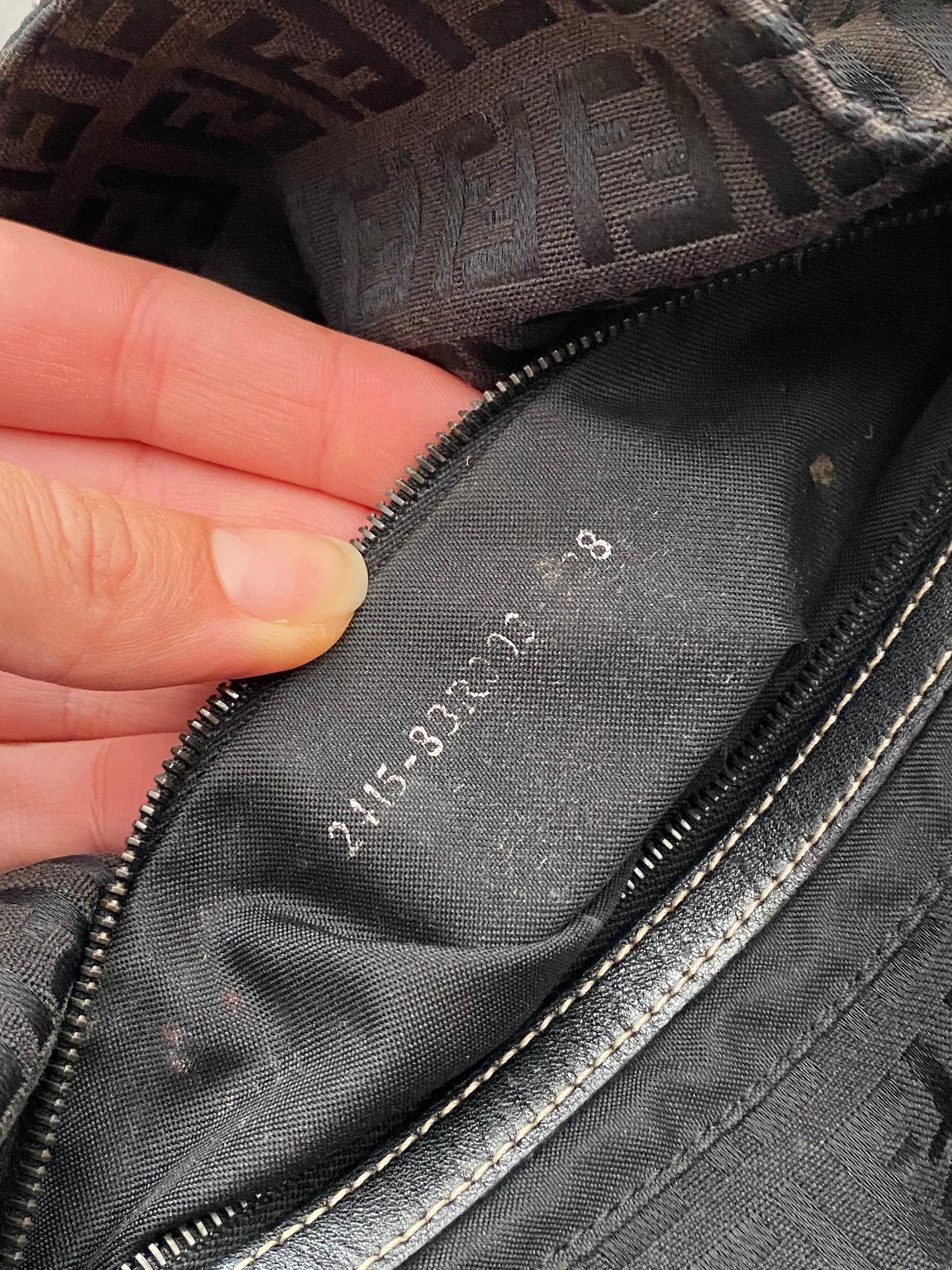 Fendi baguette double flap monogram zucchino black