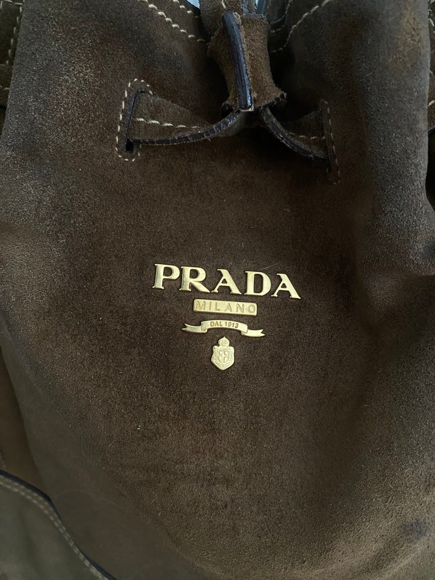 Prada slouchy chocolate suede bag