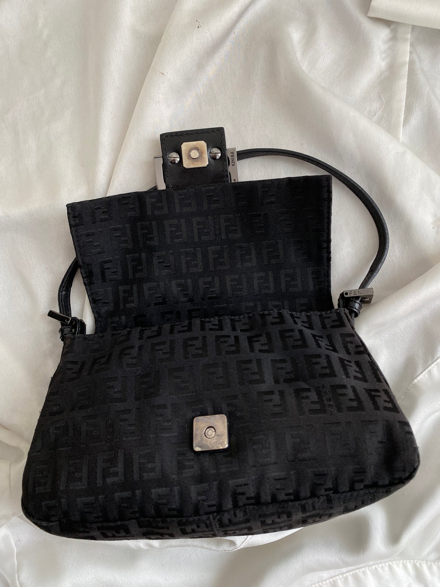 Fendi mini mamma baguette monogram black