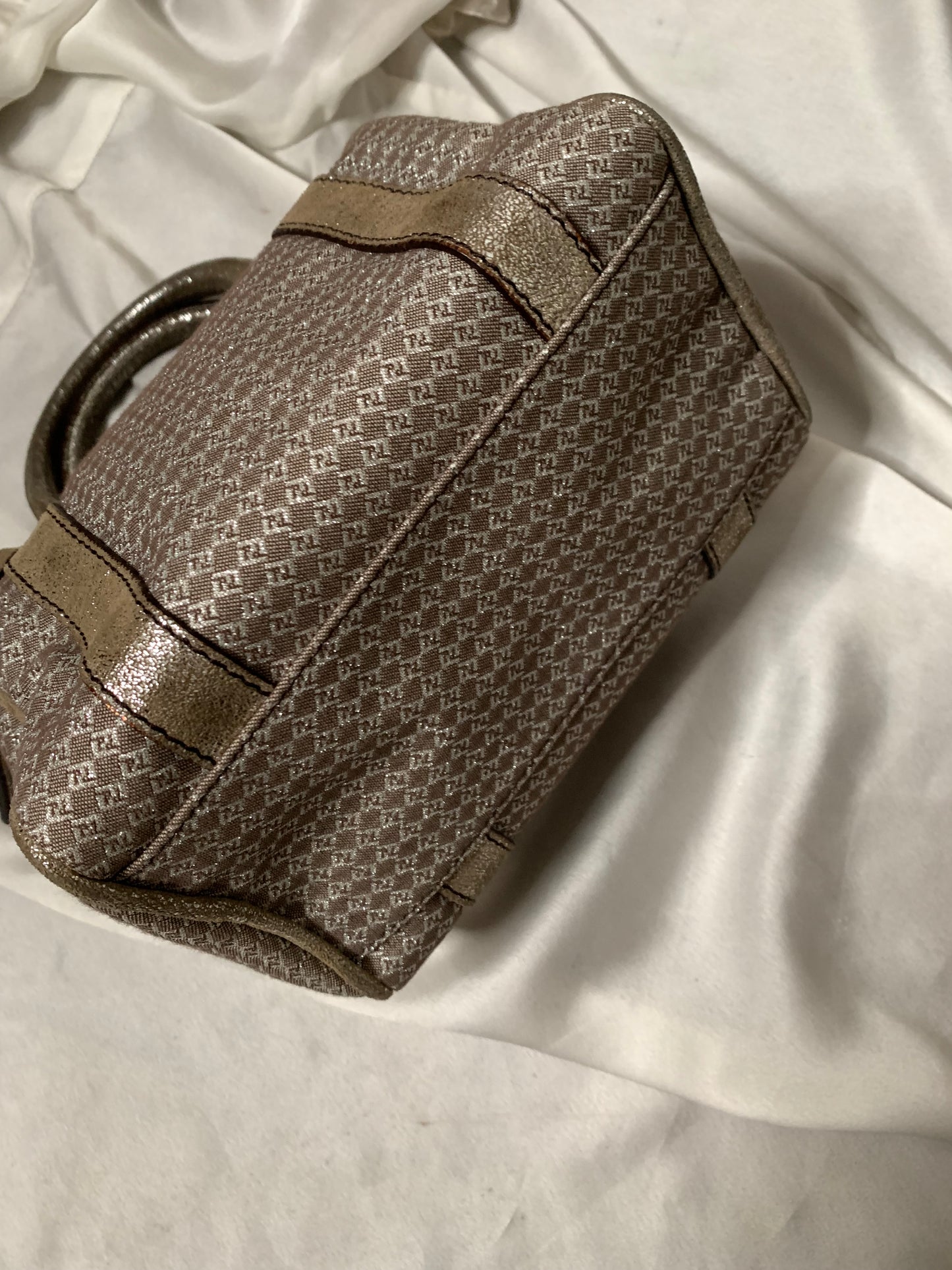 Fendi mini bauletto monogram argento