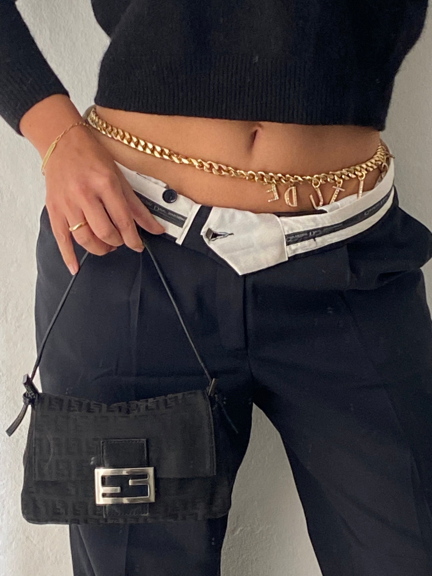 Fendi mini mamma baguette monogram black