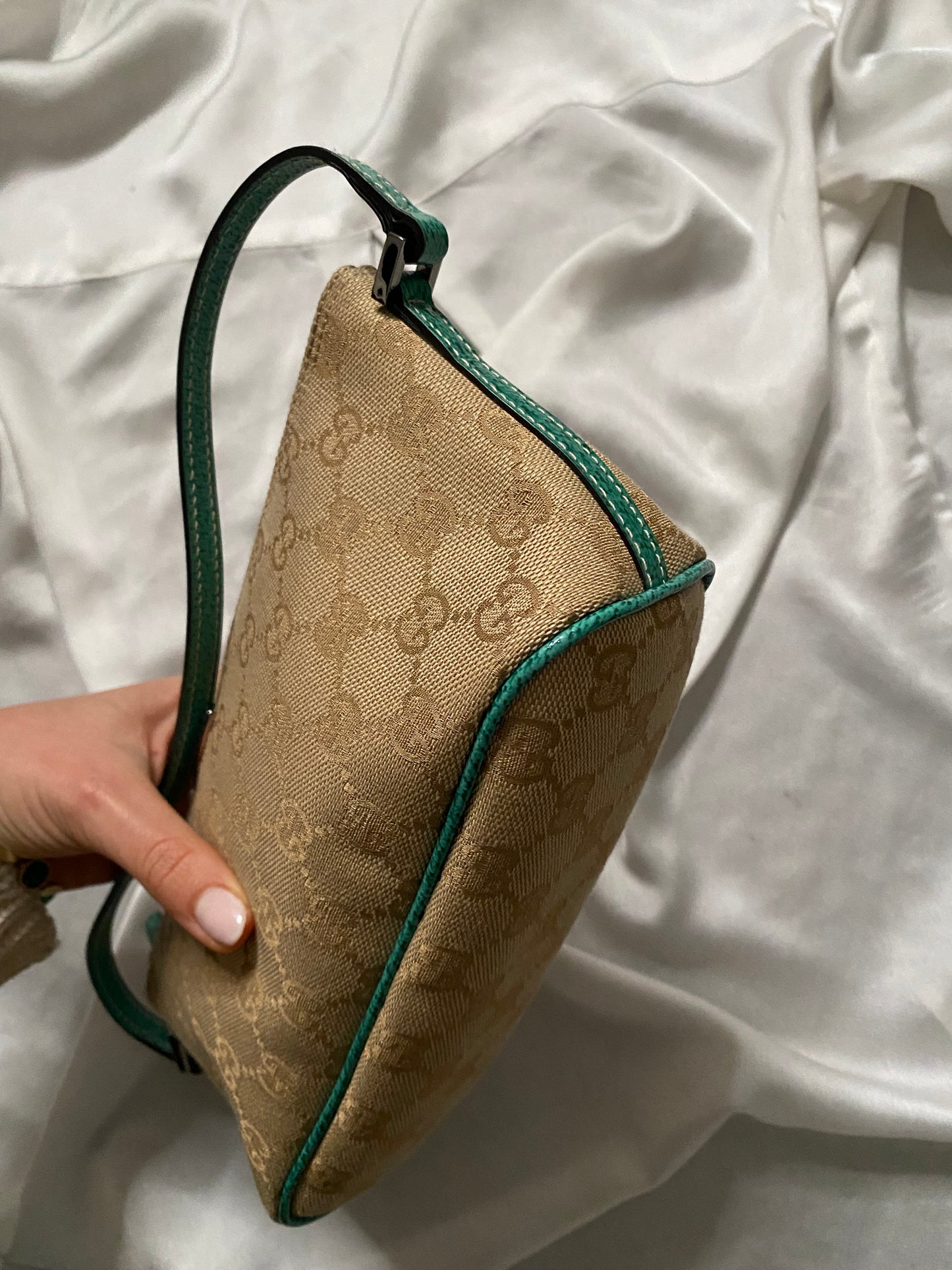 Gucci boat monogram pelle turchese