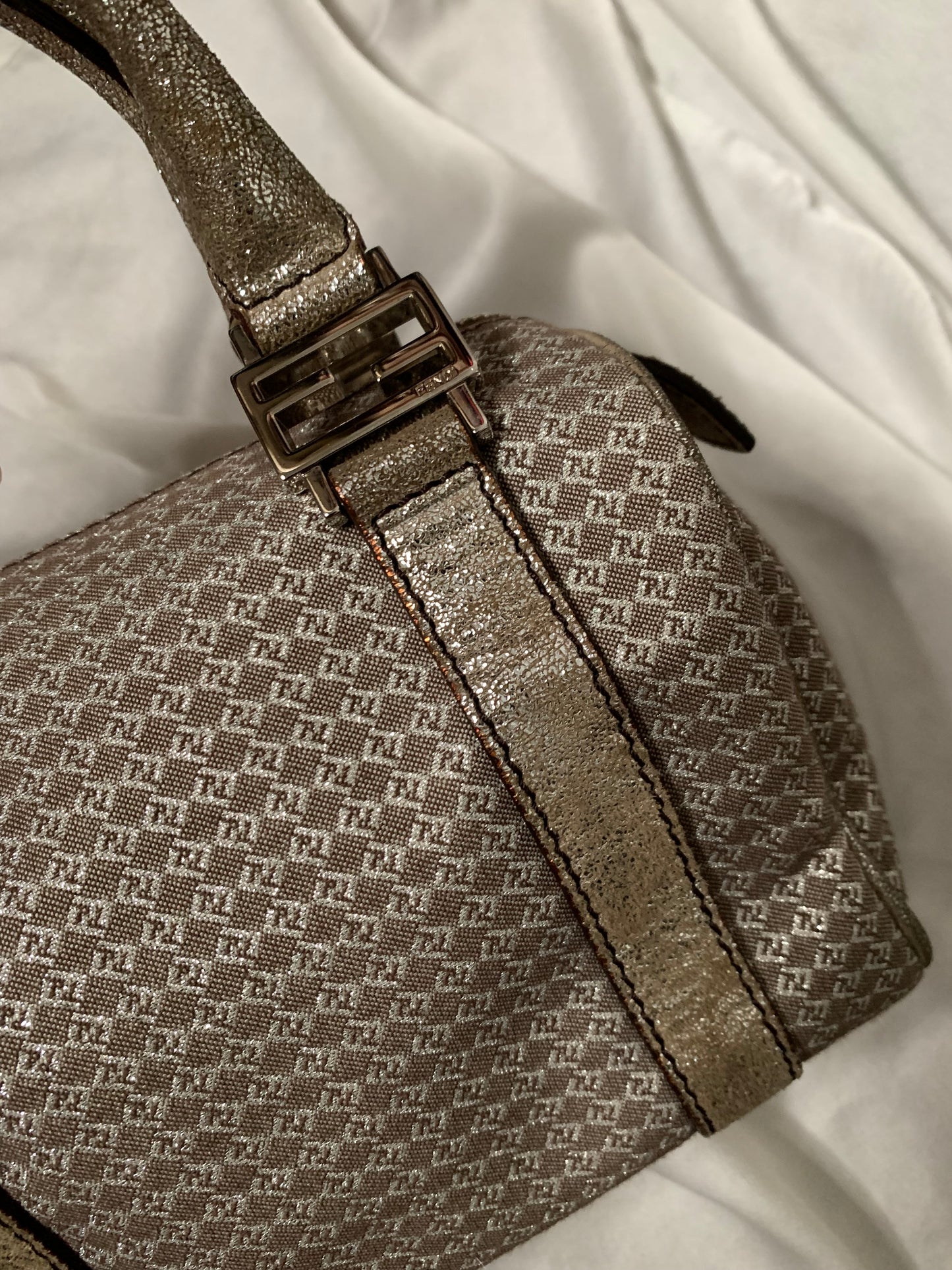 Fendi mini bauletto monogram argento