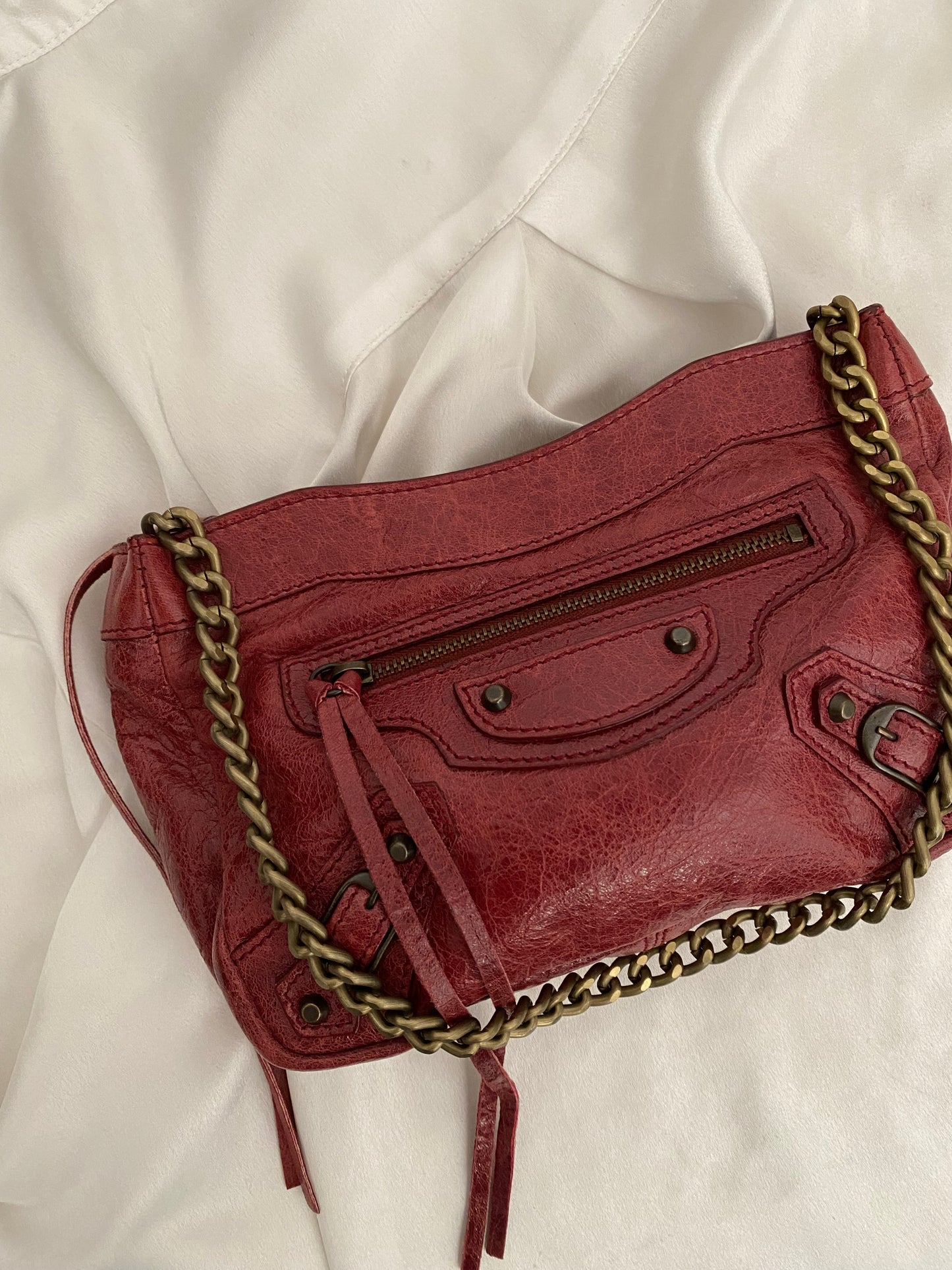 Balenciaga motocross pochette burgundy