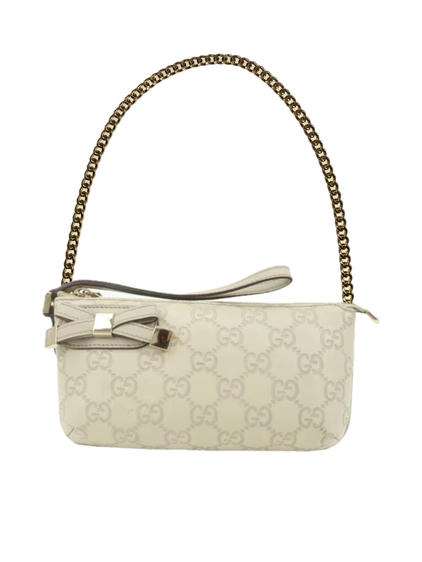 Gucci Ivory leather monogram clutch bag