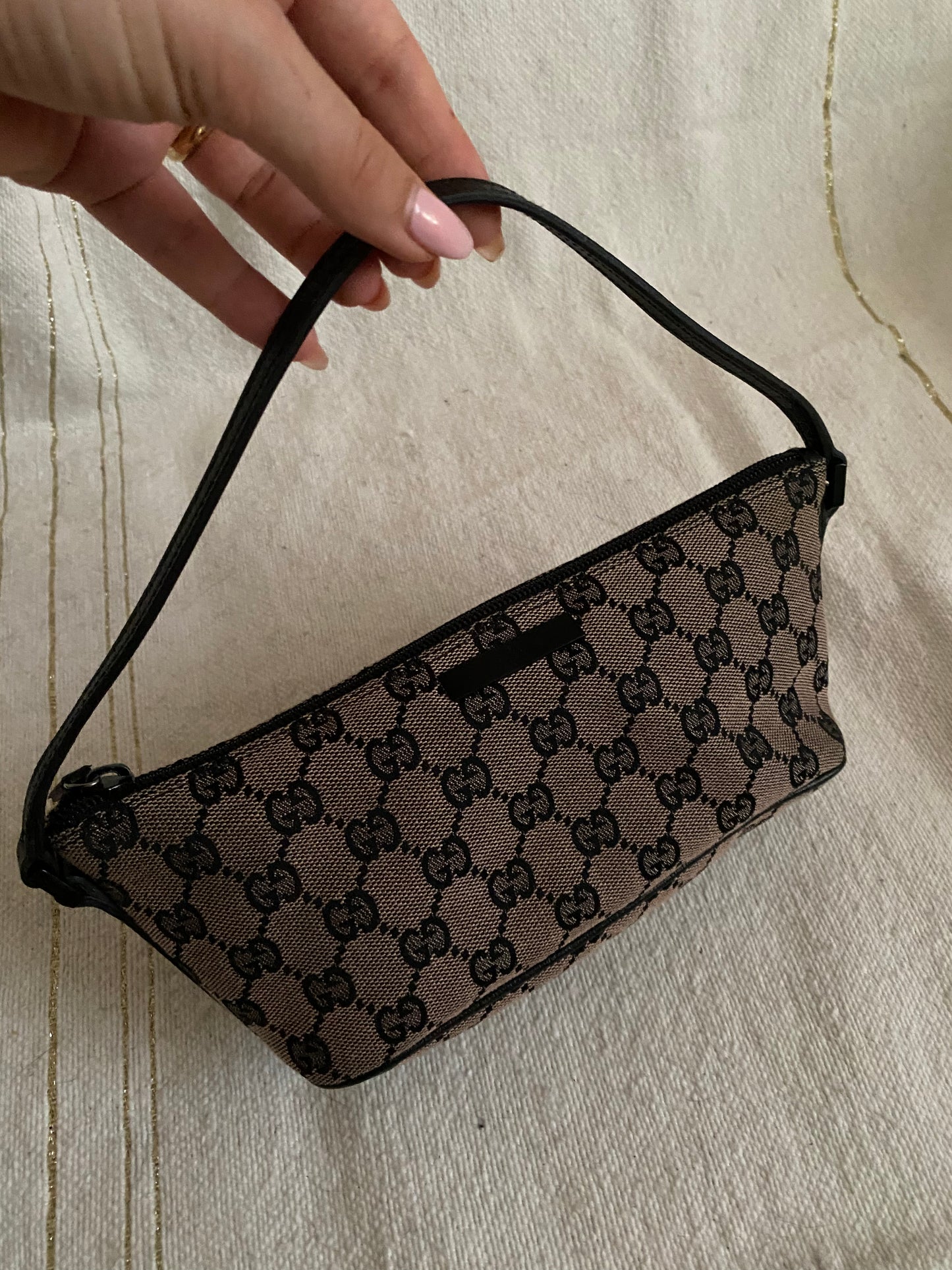 Gucci boat monogram nera e beige