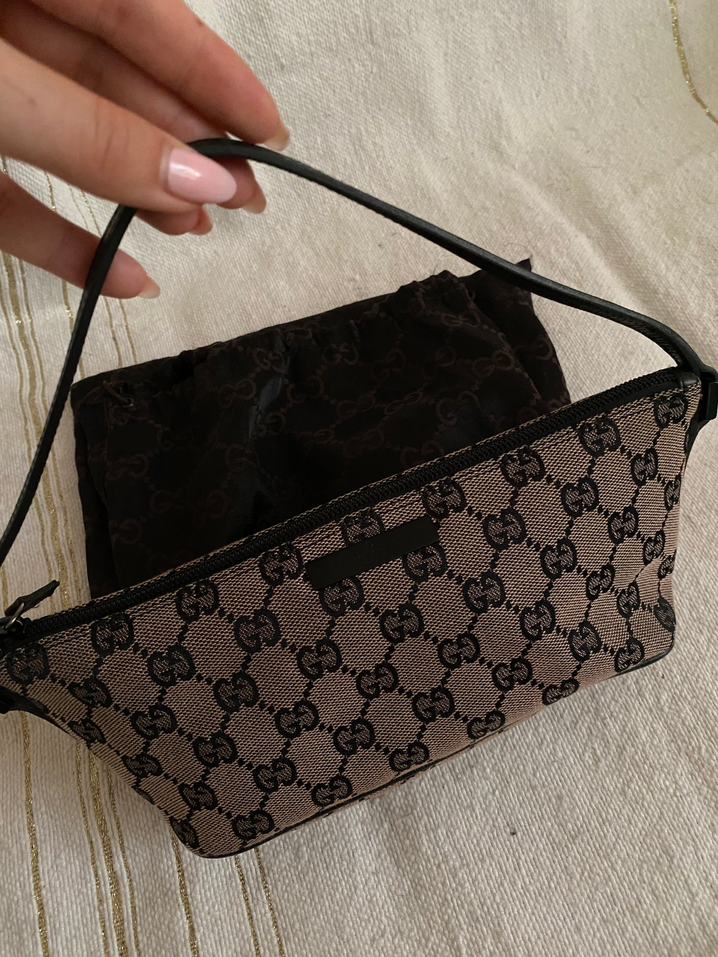 Gucci boat monogram nera e beige