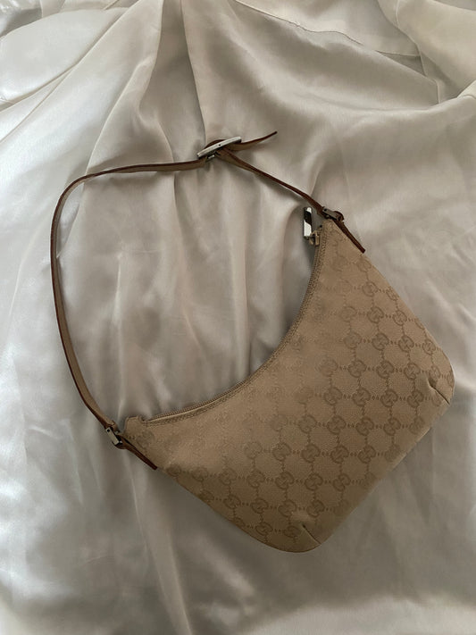 Gucci half moon monogram hobo beige
