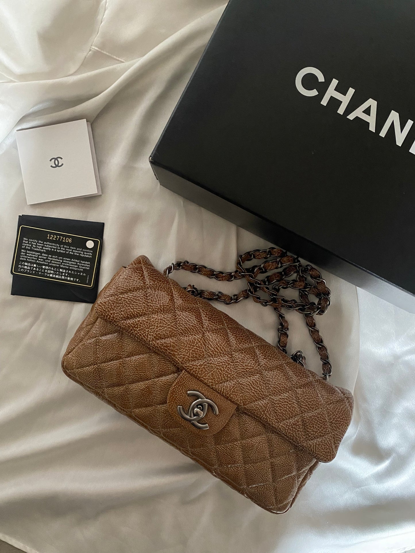 Chanel Classic Flap Tan Brown effetto marble