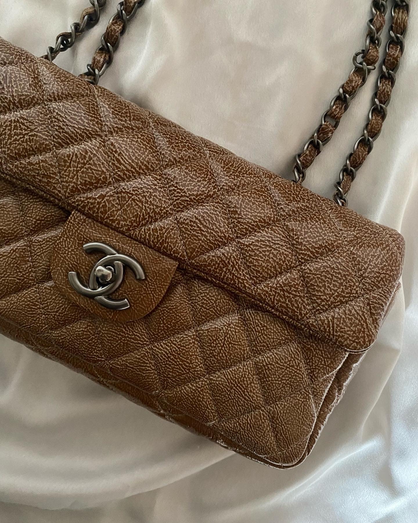 Chanel Classic Flap Tan Brown effetto marble