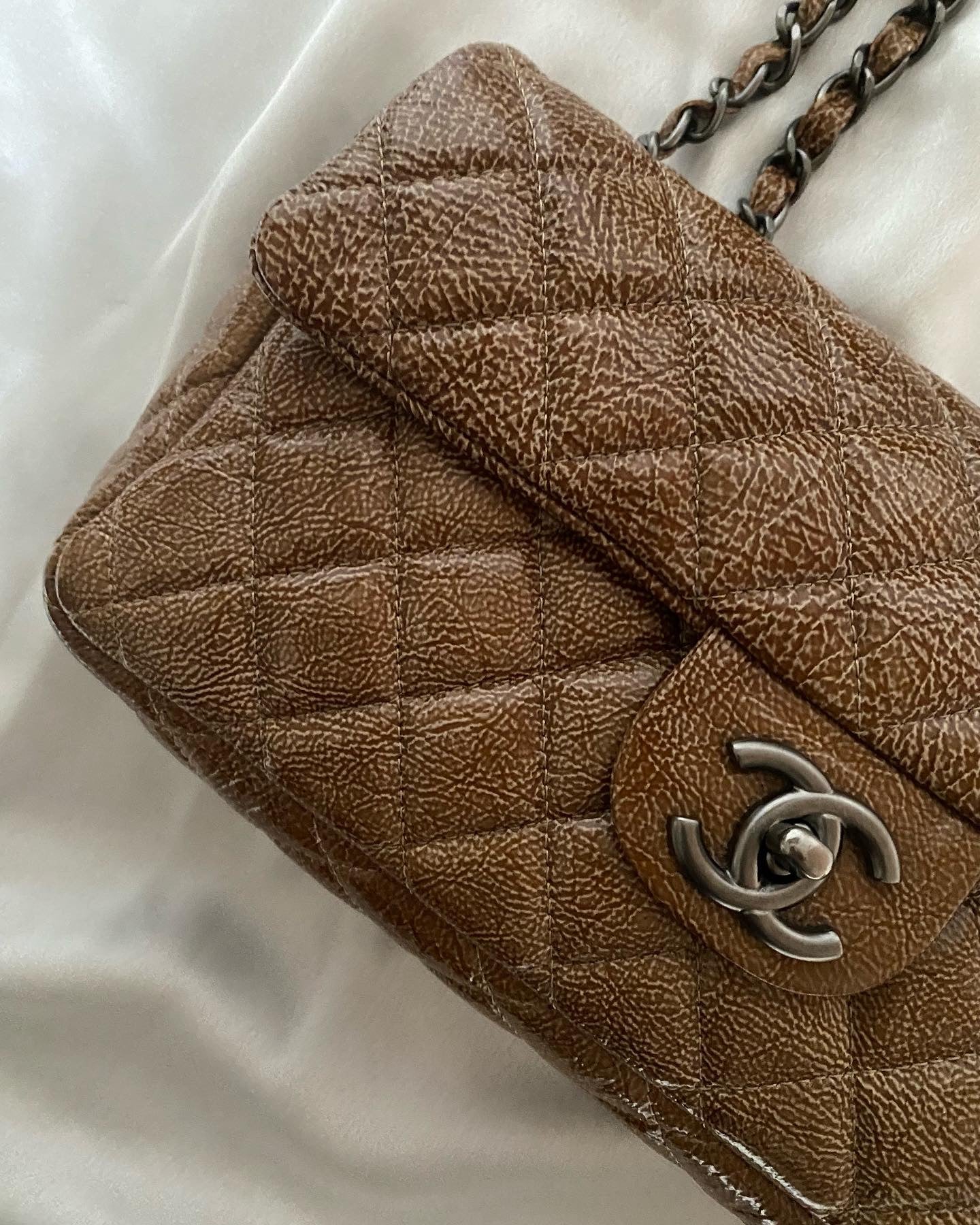 Chanel Classic Flap Tan Brown effetto marble