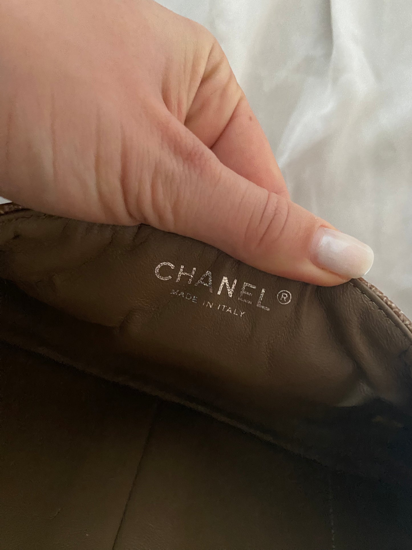 Chanel Classic Flap Tan Brown effetto marble