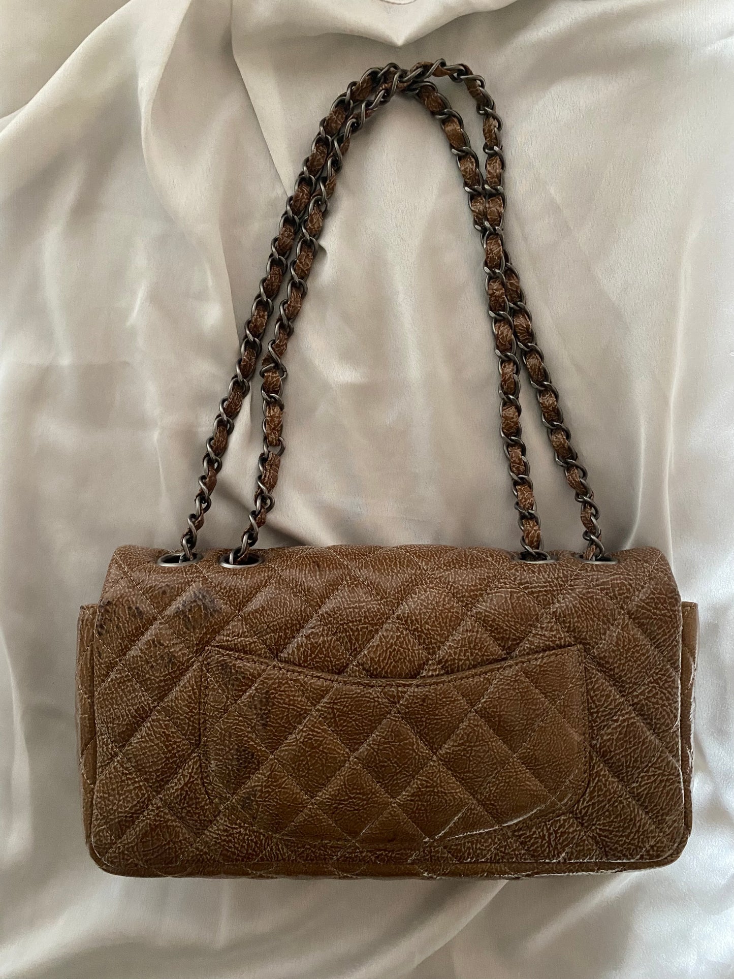 Chanel Classic Flap Tan Brown effetto marble