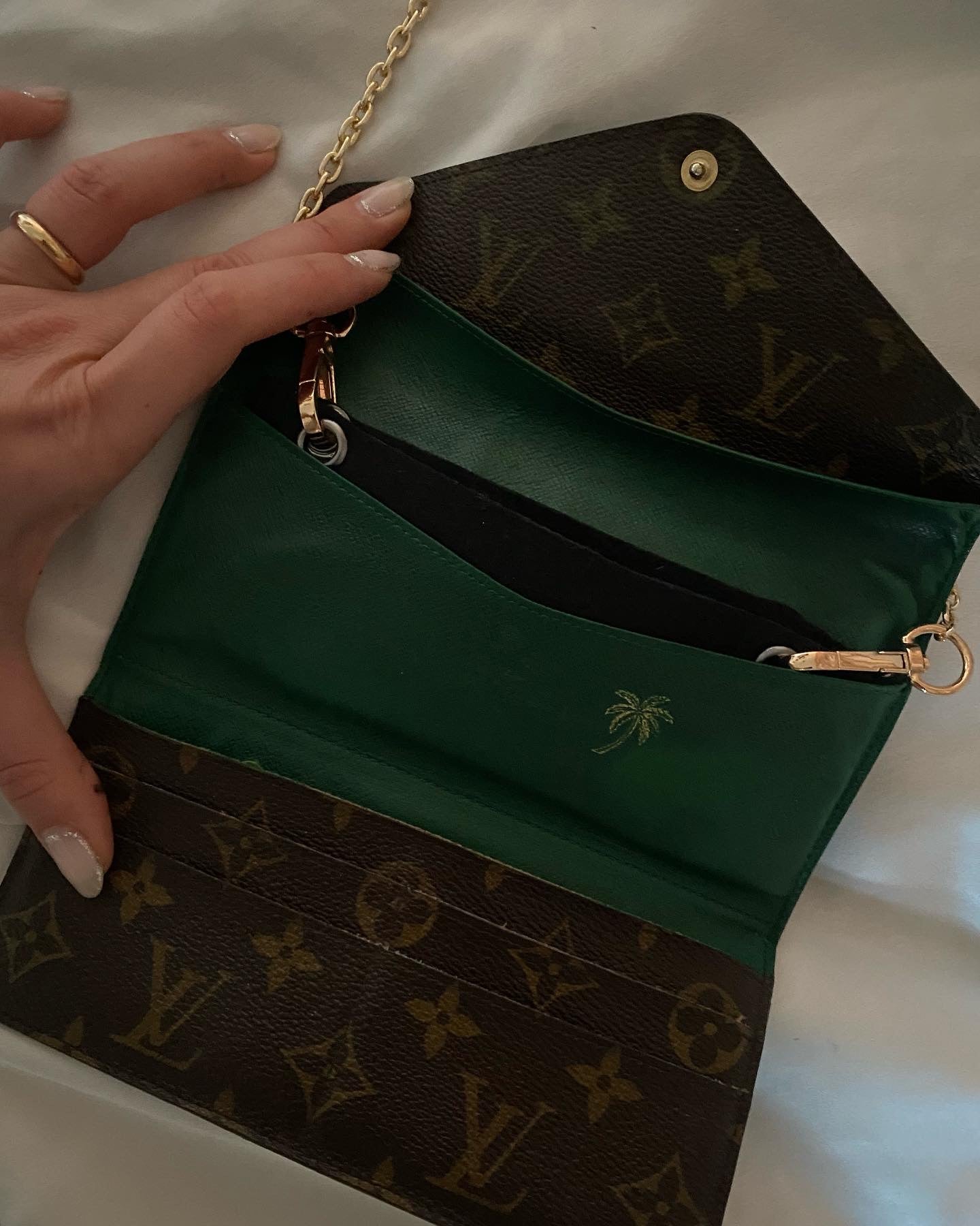 Louis Vuitton pochette classic monogram interno verde